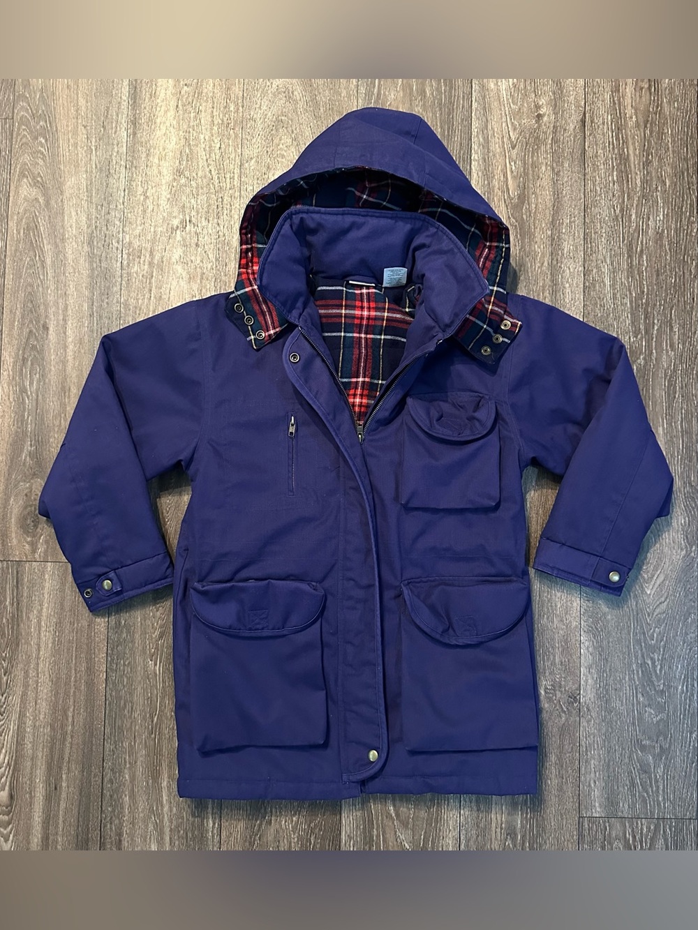 Vintage purple winter coat plaid lining Sz L(14 Youth) by new moves sport